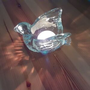 Vintage Avon Glass Dove Tealight Candle Holder